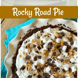 pinterest collage image for rocky road pie