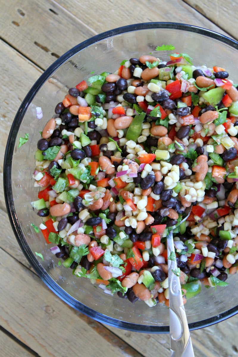 texas caviar dip in a glass bowl