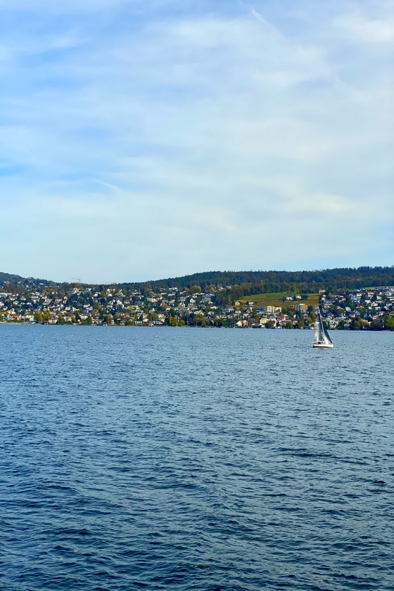 Lake Zurich with a sailboat in view