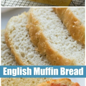 Pinterest collage image for english muffin bread