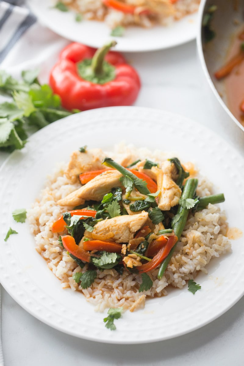 plate of thai curry chicken