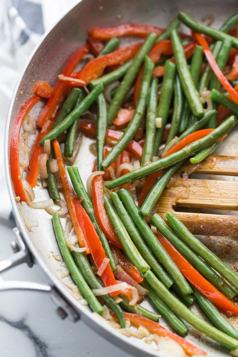 cooking vegetables for thai curry chicken