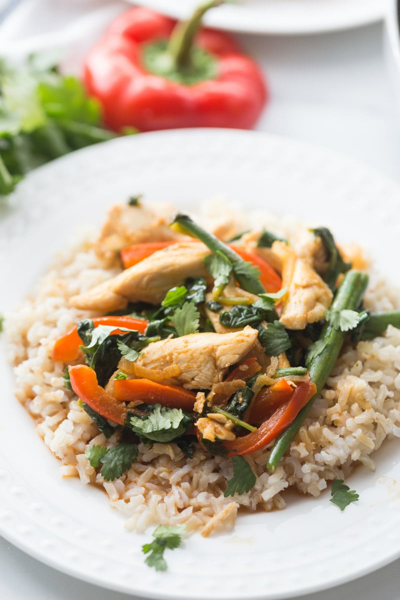 plate of thai curry chicken