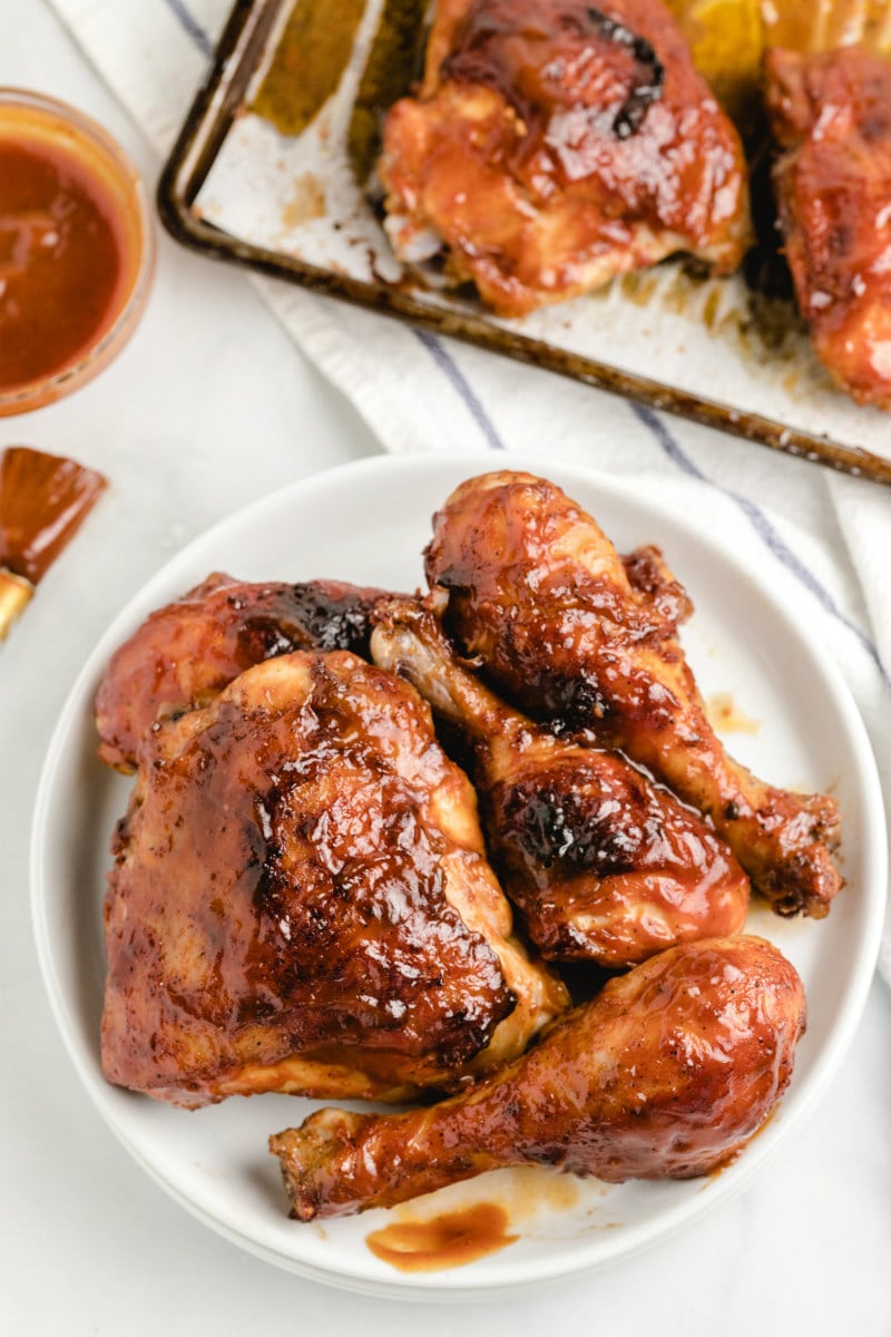 BBQ chicken on a white plate