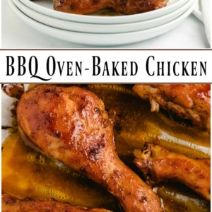 Pinterest collage image for oven baked BBQ chicken