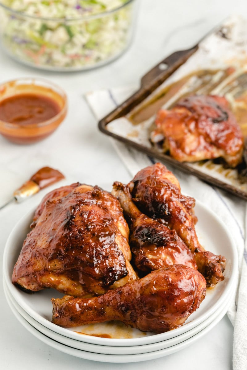 BBQ chicken on a white plate