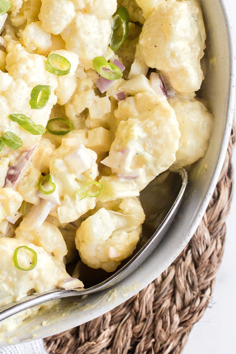 close up of cauliflower potato salad