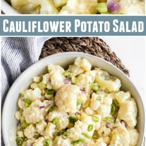 pinterest collage image for cauliflower potato salad
