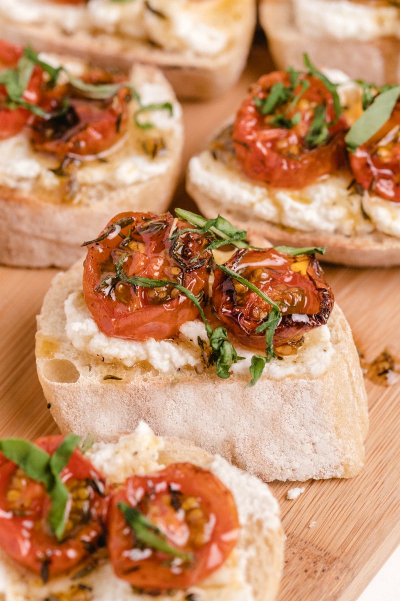 pieces of honey tomato bruschetta