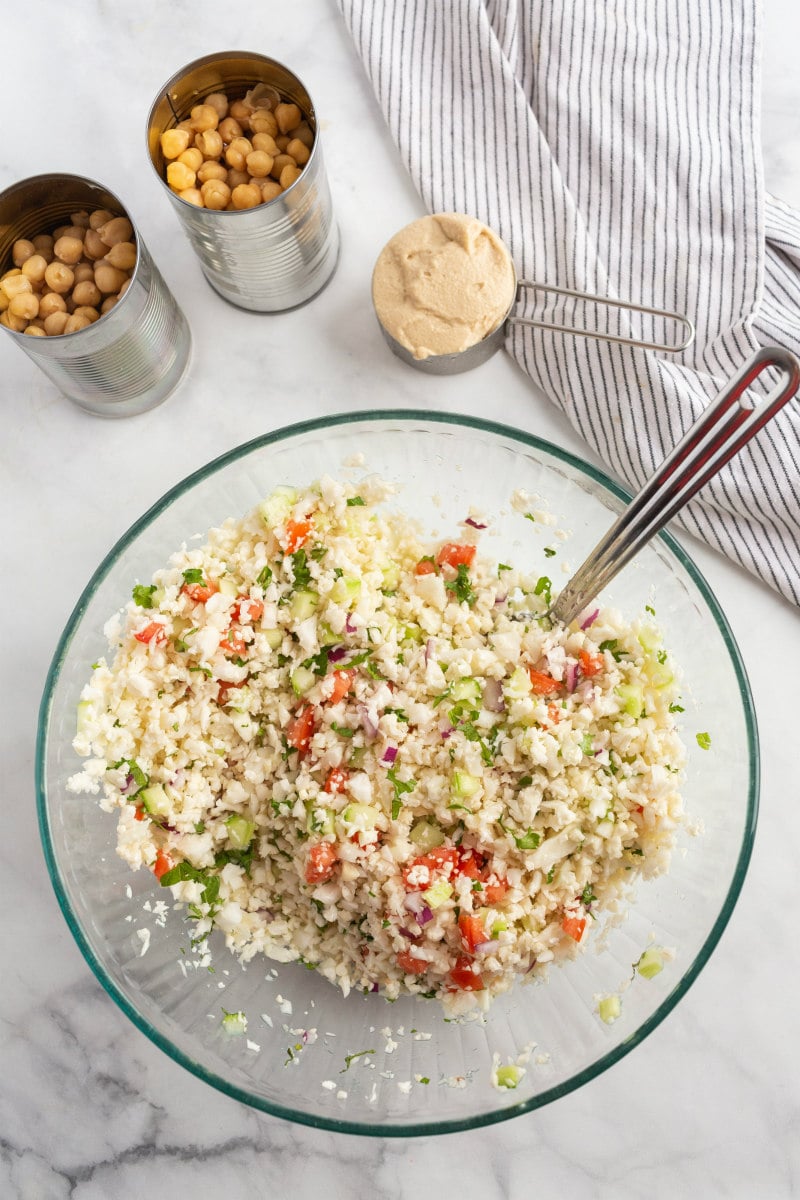 Cauliflower Tabbouleh ina bowl