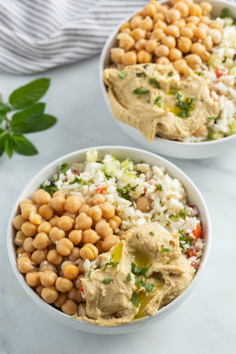 Two Cauliflower Tabbouleh Bowls