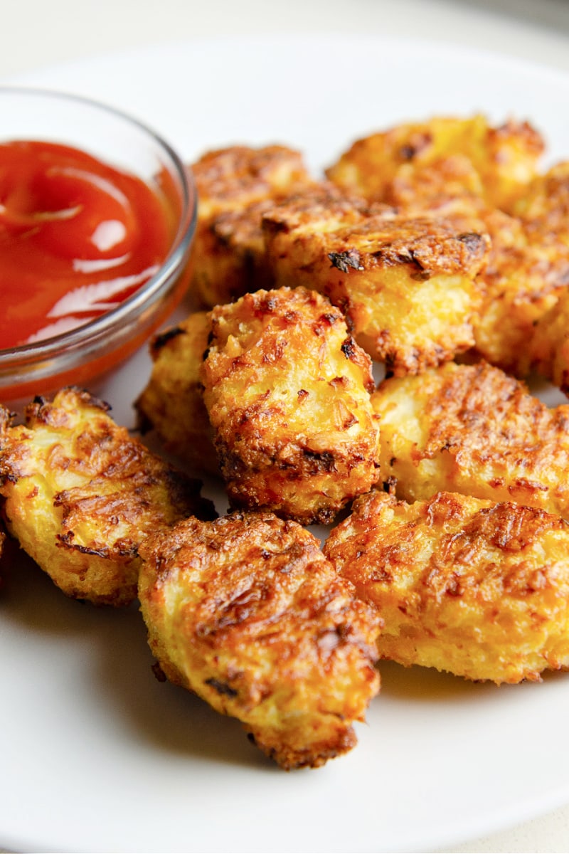 cauliflower tots with ketchup