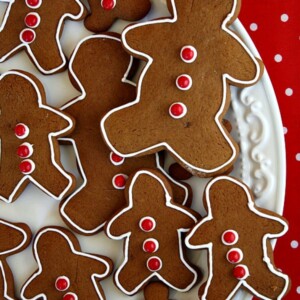 gingerbread cookies on a white platter