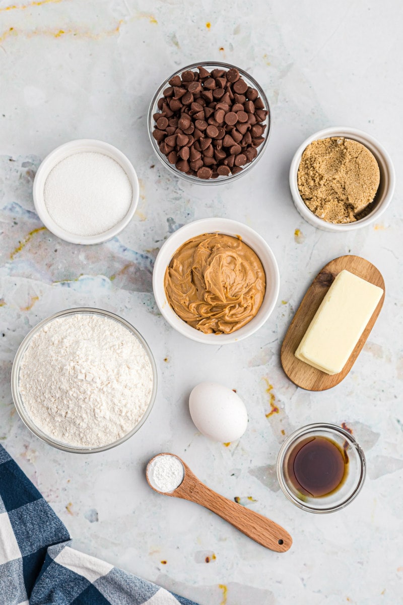 ingredients displayed for peanut butter cookies