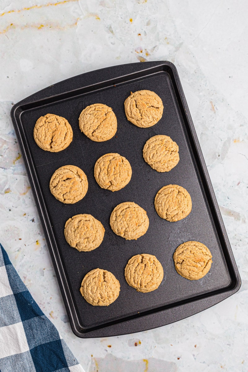 peanut butter cookies on baking sheet