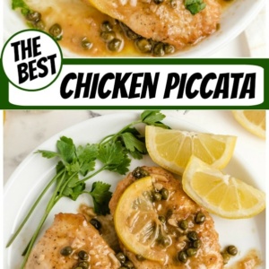 pinterest collage image for chicken piccata