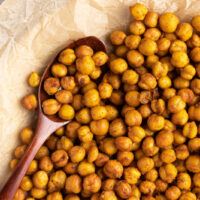 spicy air fryer chickpeas with a spoon