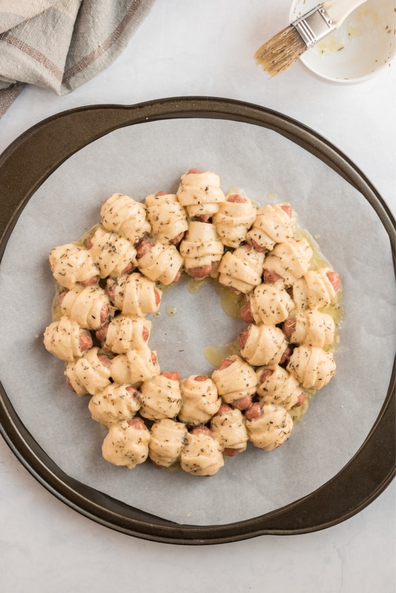 pigs in blanket ring ready for oven