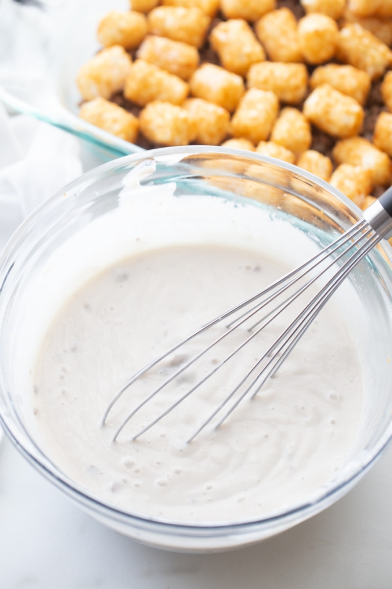 Easy Tater Tot Casserole recipe from RecipeGirl.com sauce for tater tot casserole
