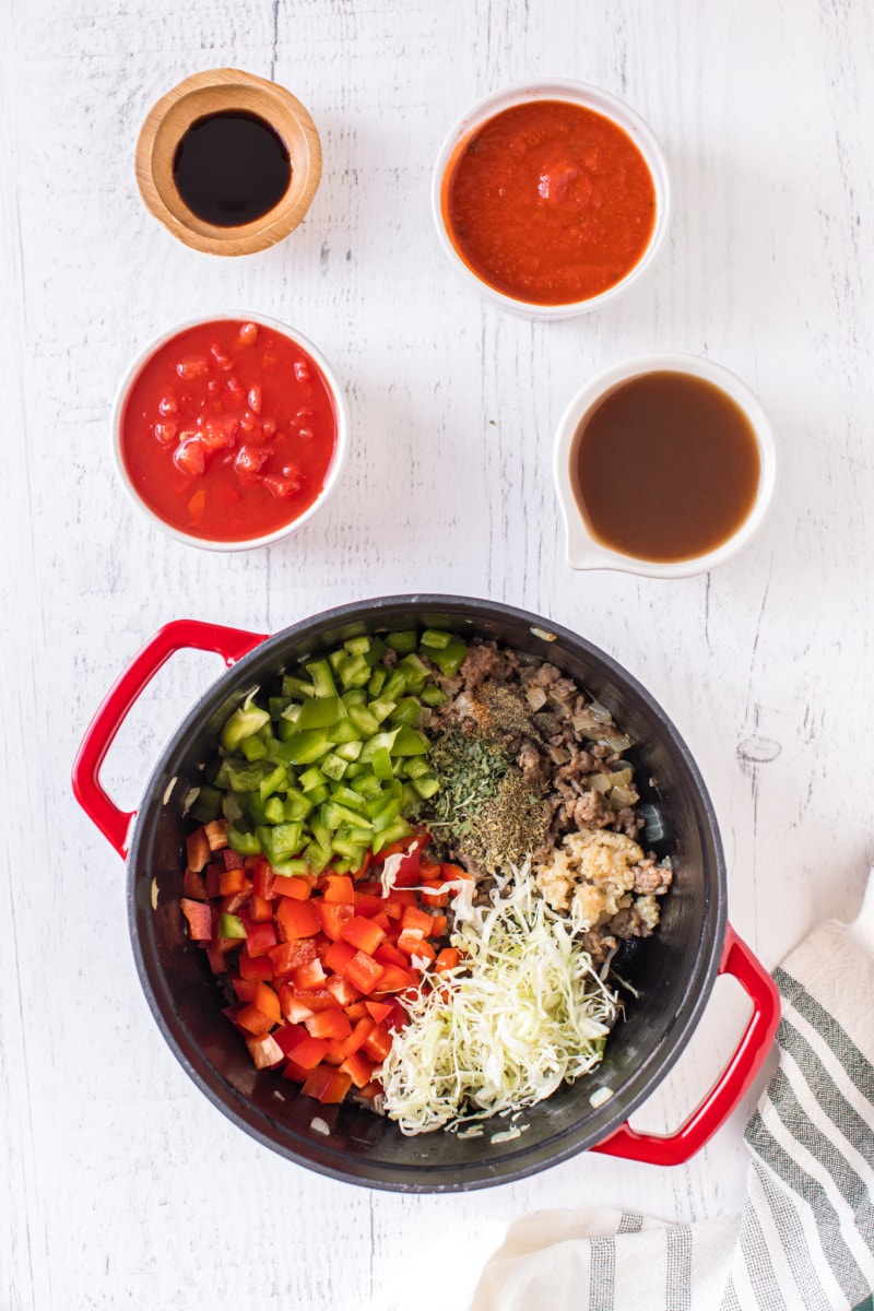 making stuffed pepper soup