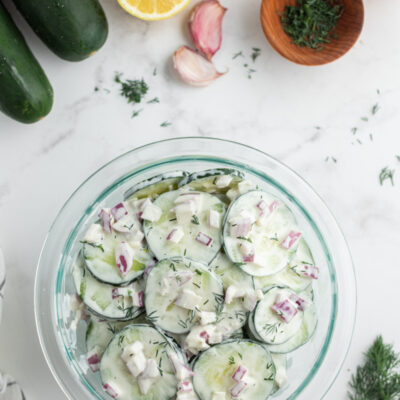 bowl of creamy cucumber salad