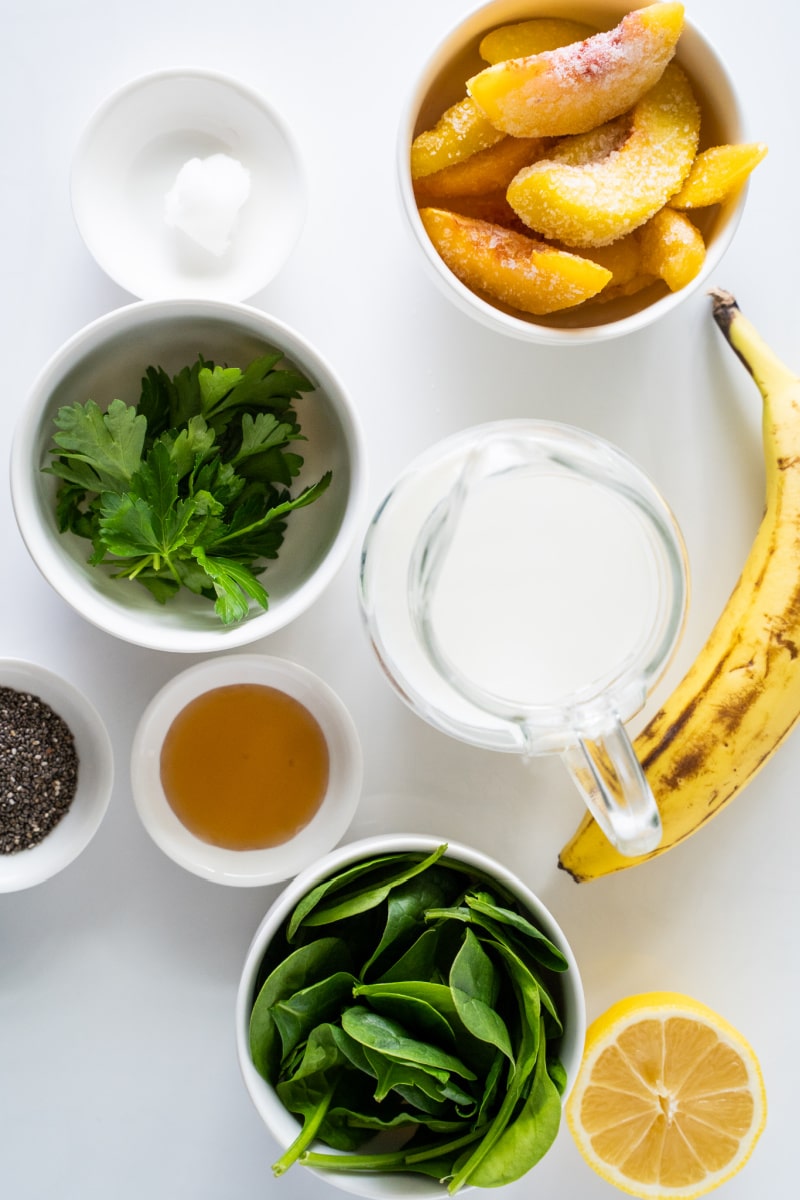 ingredients displayed for making a detox green smoothie