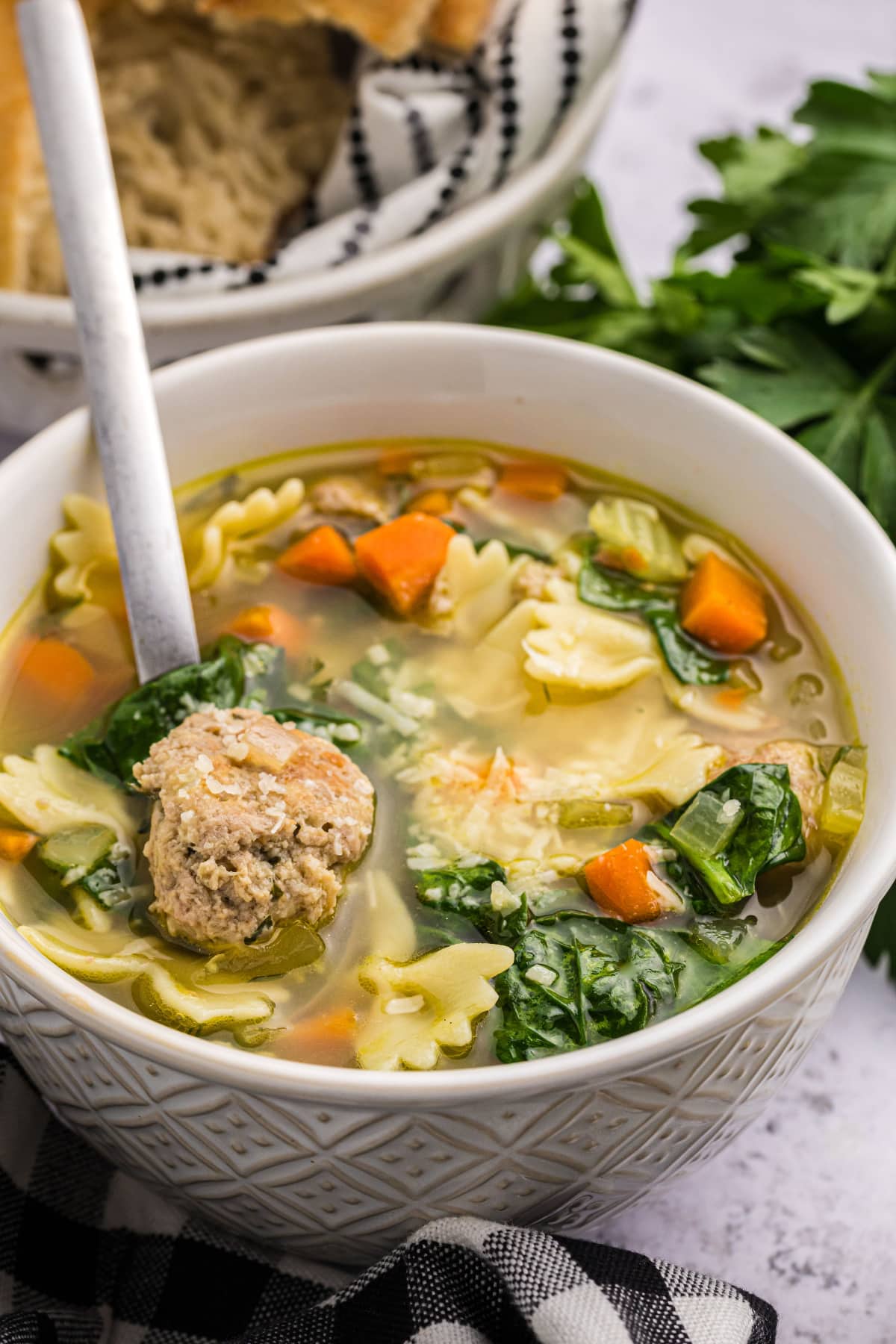 italian wedding soup in a bowl