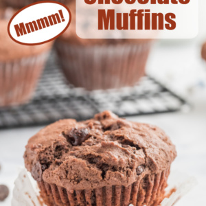 pinterest image for chocolate muffins
