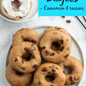 pinterest collage image for 2 ingredient cinnamon raisin bagels