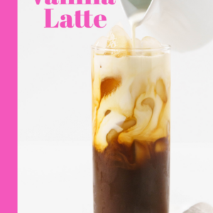 pinterest image for iced vanilla latte