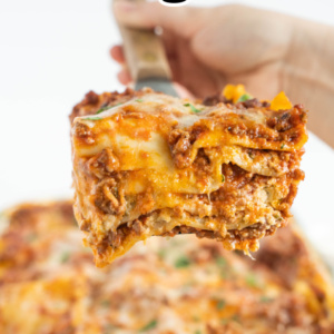 pinterest image for classic beef lasagna