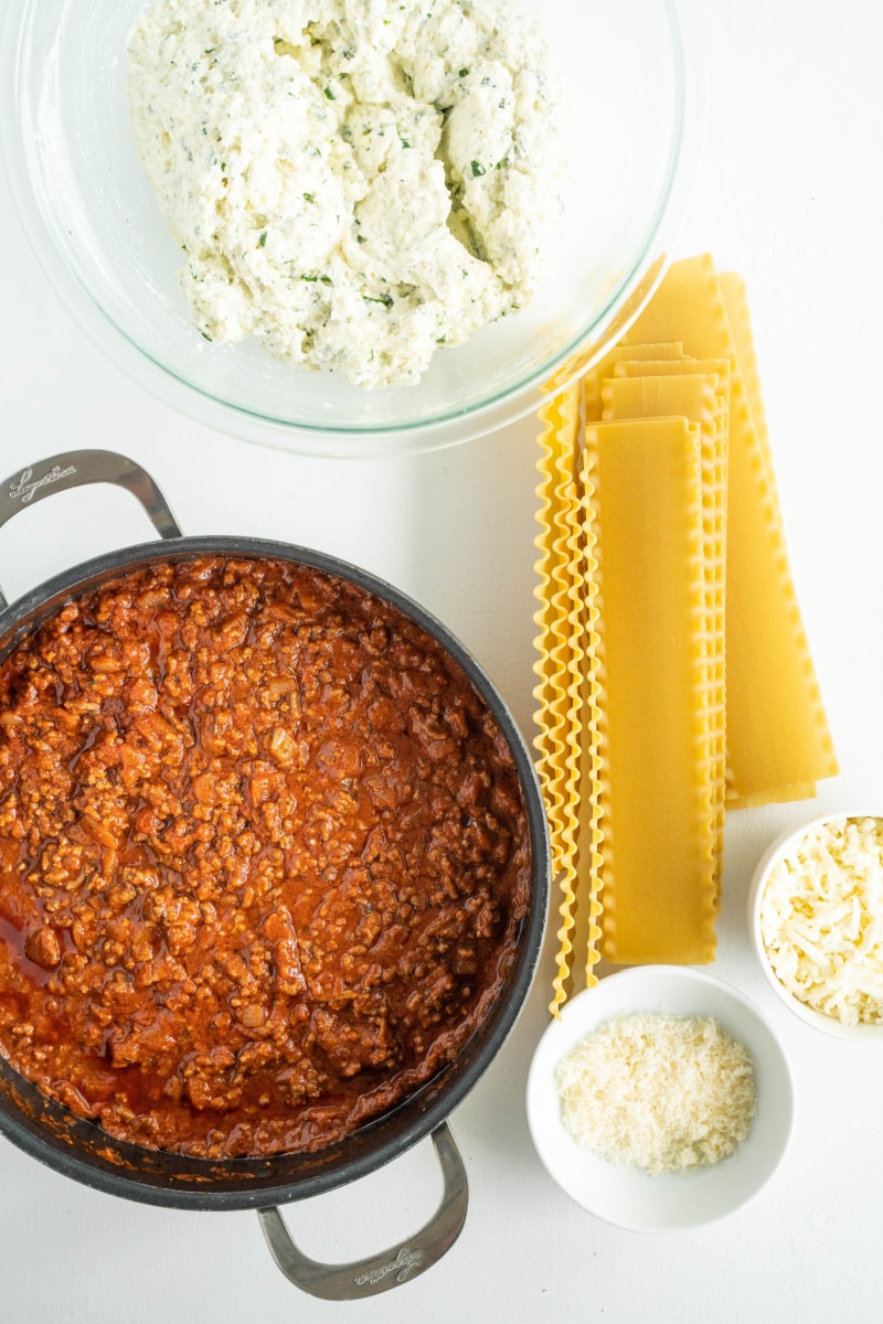 ingredients displayed for making lasagna