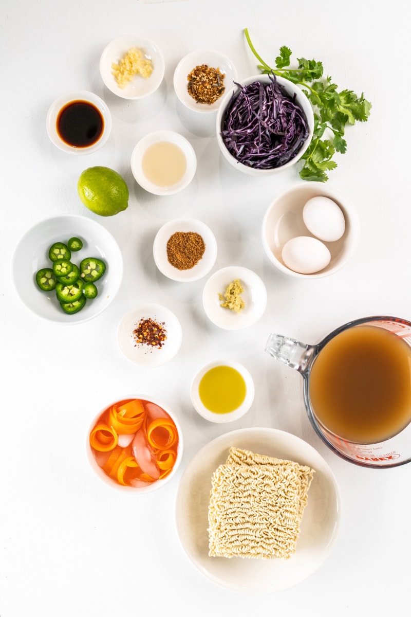 ingredients displayed for easy ramen bowl