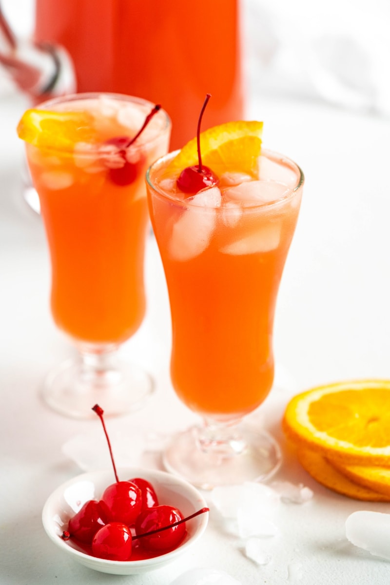 hurricane punch in two glasses