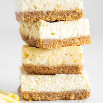 stack of lemon cheesecake bars