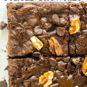 pinterest image for turtle brownies