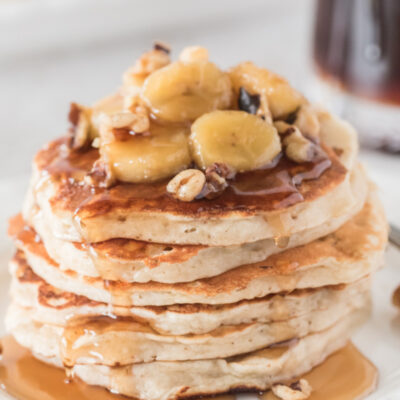 stack of banana bread pancakes