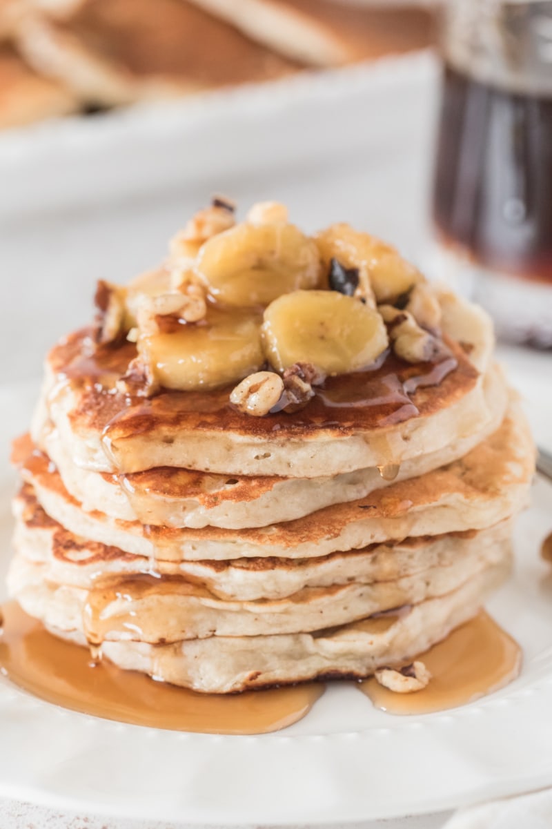 stack of banana bread pancakes