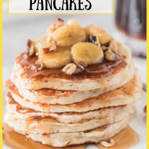 pinterest image for banana bread pancakes