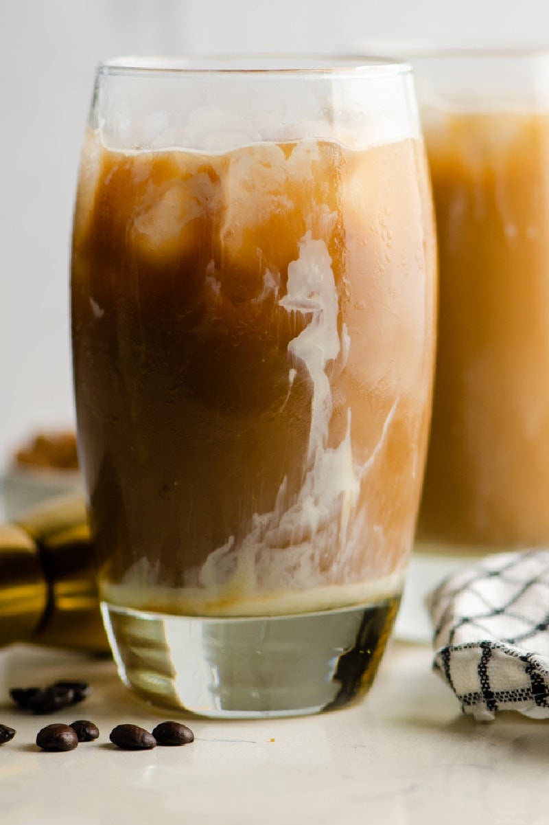 boozy iced coffee in two glasses