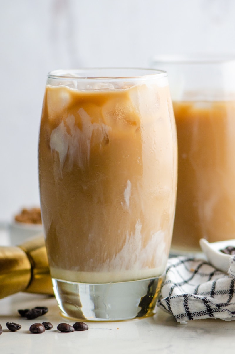 boozy iced coffee in two glasses