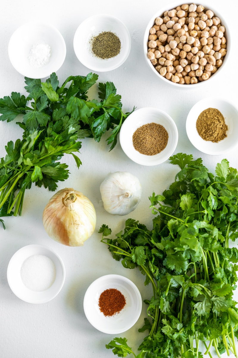 ingredients displayed for making falafel