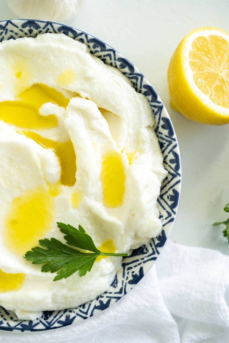 lebanese garlic sauce in bowl