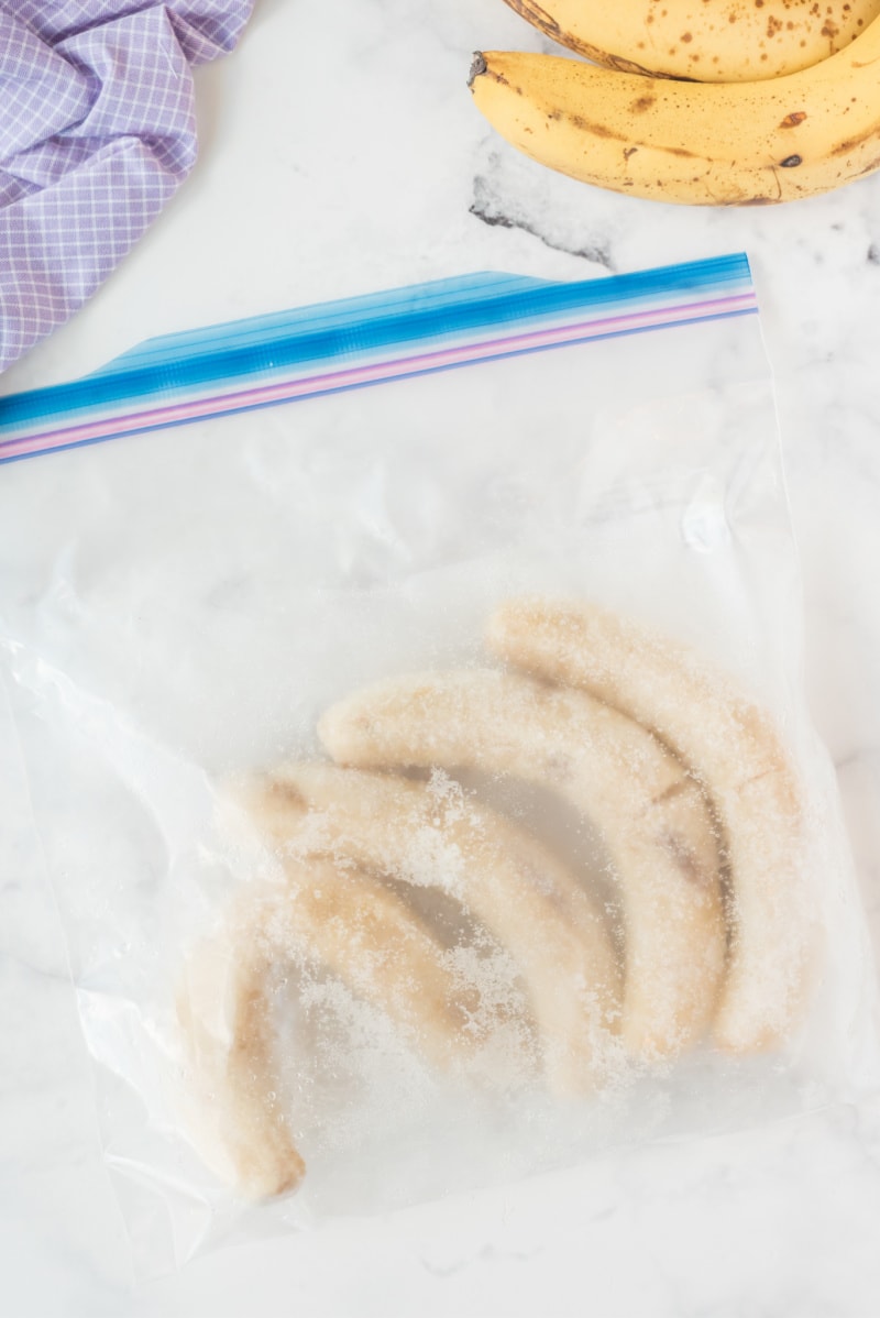 frozen ripe bananas in a bag