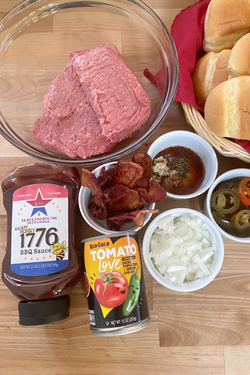 ingredients displayed for making cowboy sliders