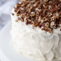 hummingbird cake on a white platter