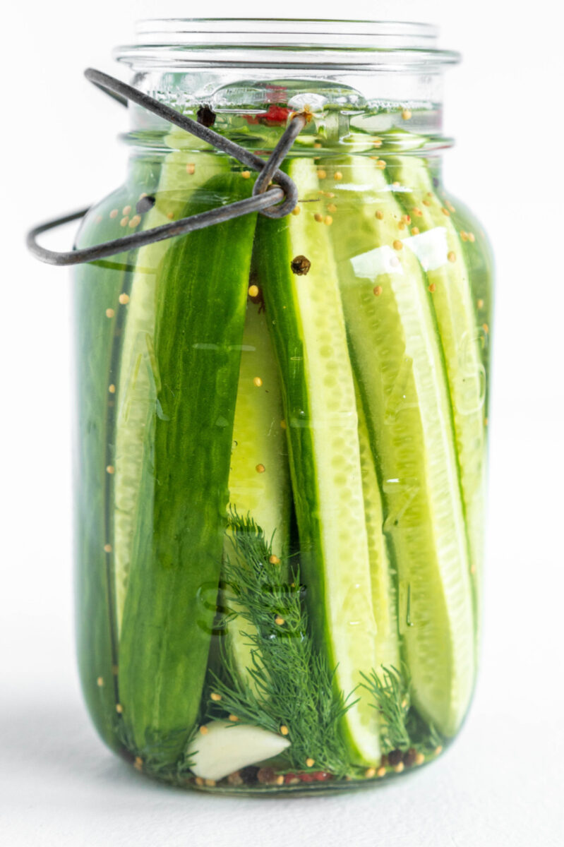 refrigerator dill pickles in a jar