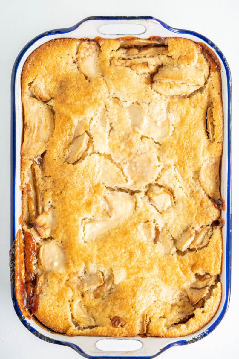 apple cobbler in a baking dish