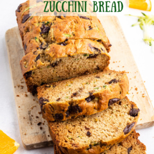 pinterest image for chocolate chunk zucchini bread