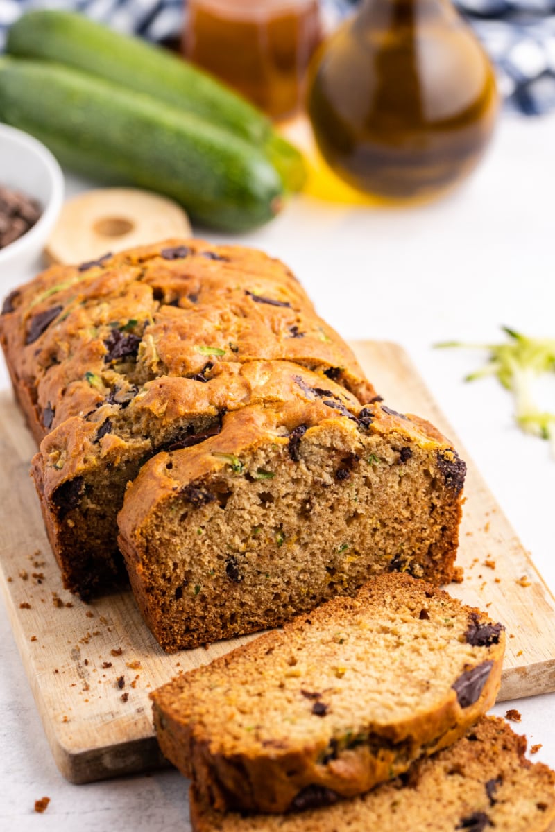 loaf of zucchini bread cut into slices